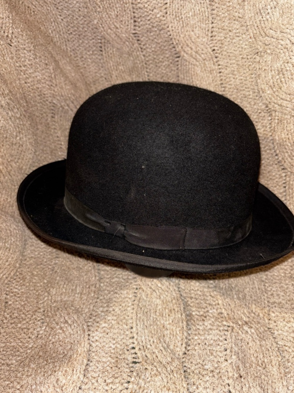 Vintage Rosemont Black Wool Derby Bowler Hat Medium Men’s Made in USA 1940s-50s